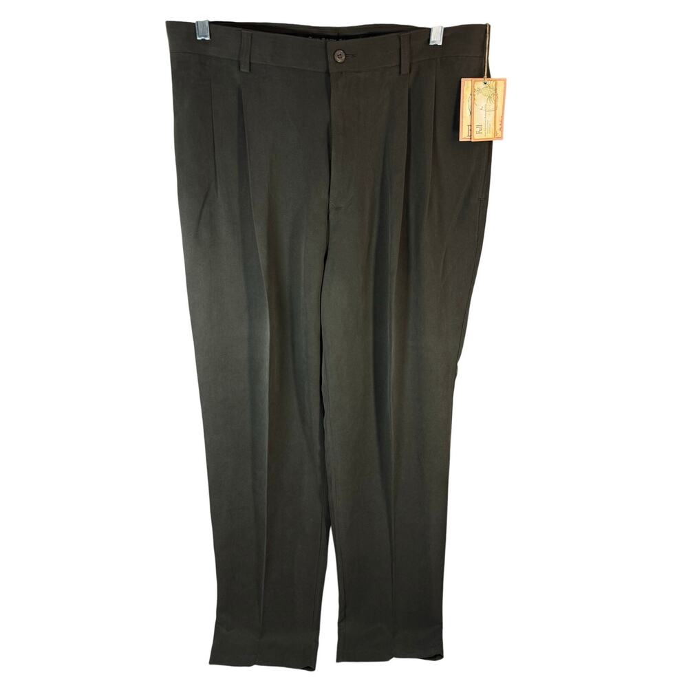 Tommy Bahama 100% Silk Green Pleated Dress Pants Pants for Men 36x34